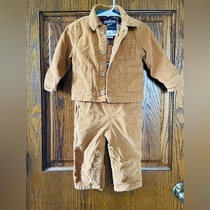 OshKosh B'gosh Brown Corduroy Overalls and Jacket